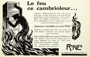 1927 Lithograph Ad Roneo Steel Filing Cabinet Fireproof 27 Blvd Italiens VENA3