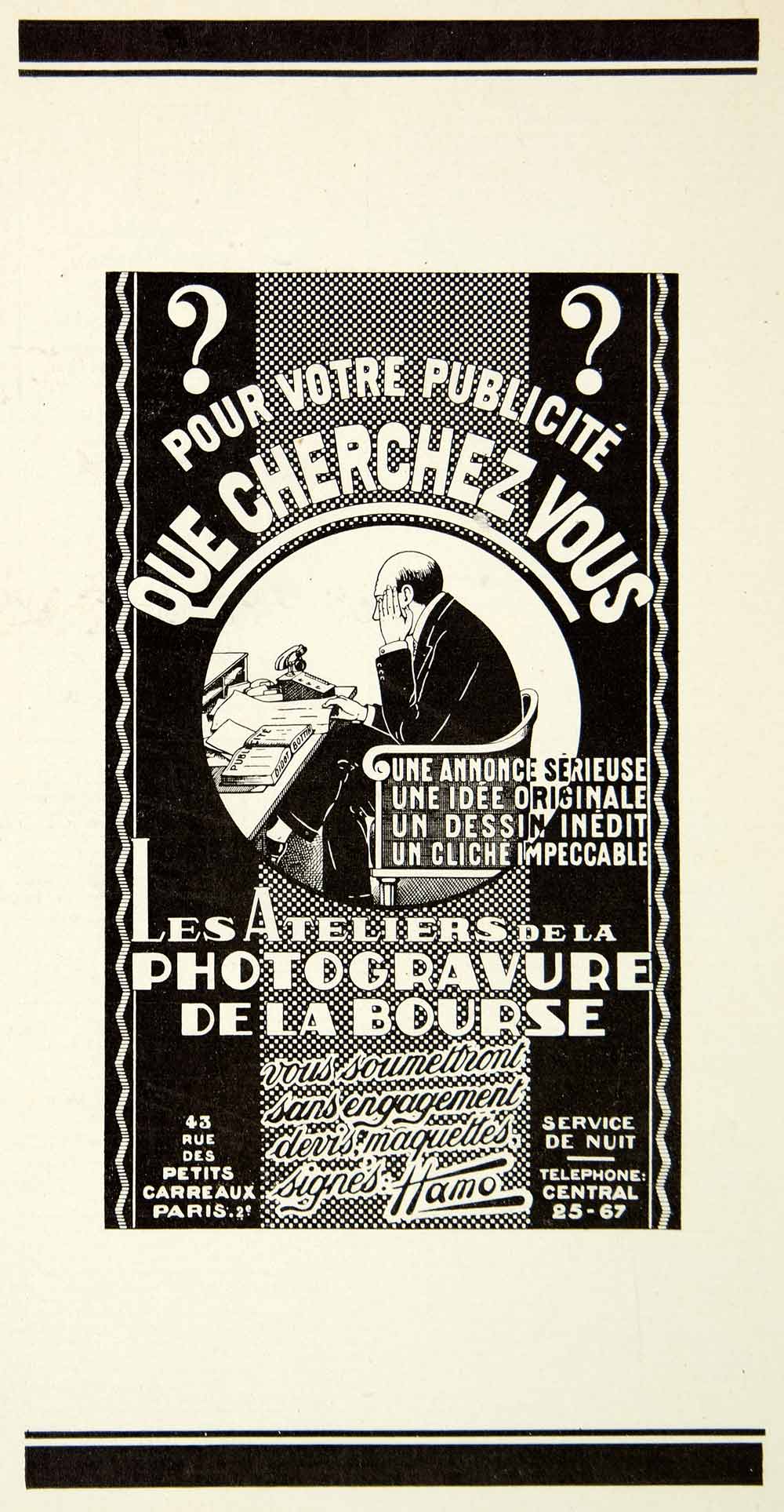 1927 Ad Hamo Advertising Agency 43 Rue Petits Carreaux Paris French Firm VENA3