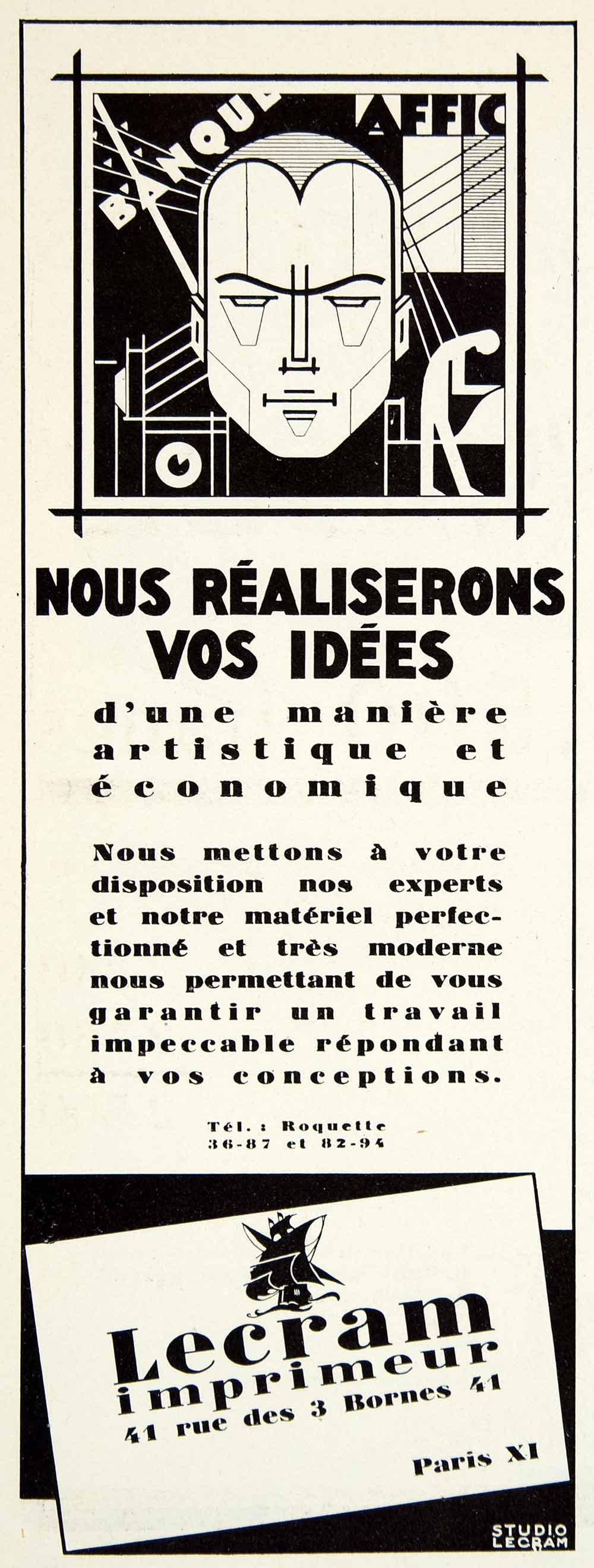 1927 Ad Lecram 41 Rue Des 3 Bornes Paris Printing Press Advertising Agency VENA3