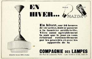 1929 French Advert Lamp Mazda 29 Rue Lisbonne Paris Albalite Light Bulb VENA3