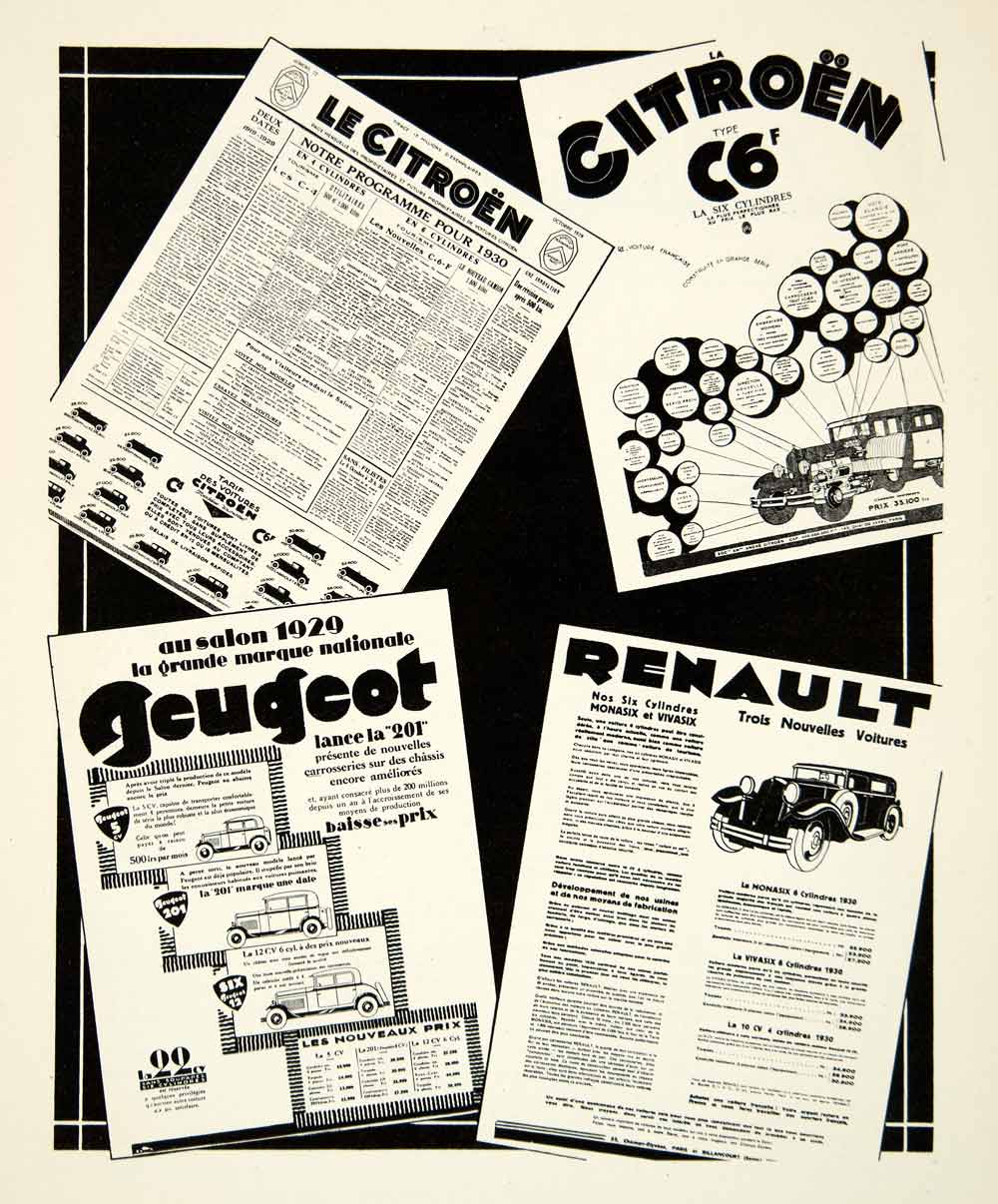 1929 Print Citroen Renault Peugeot Automobile Advertising Vehicle Car VENA3