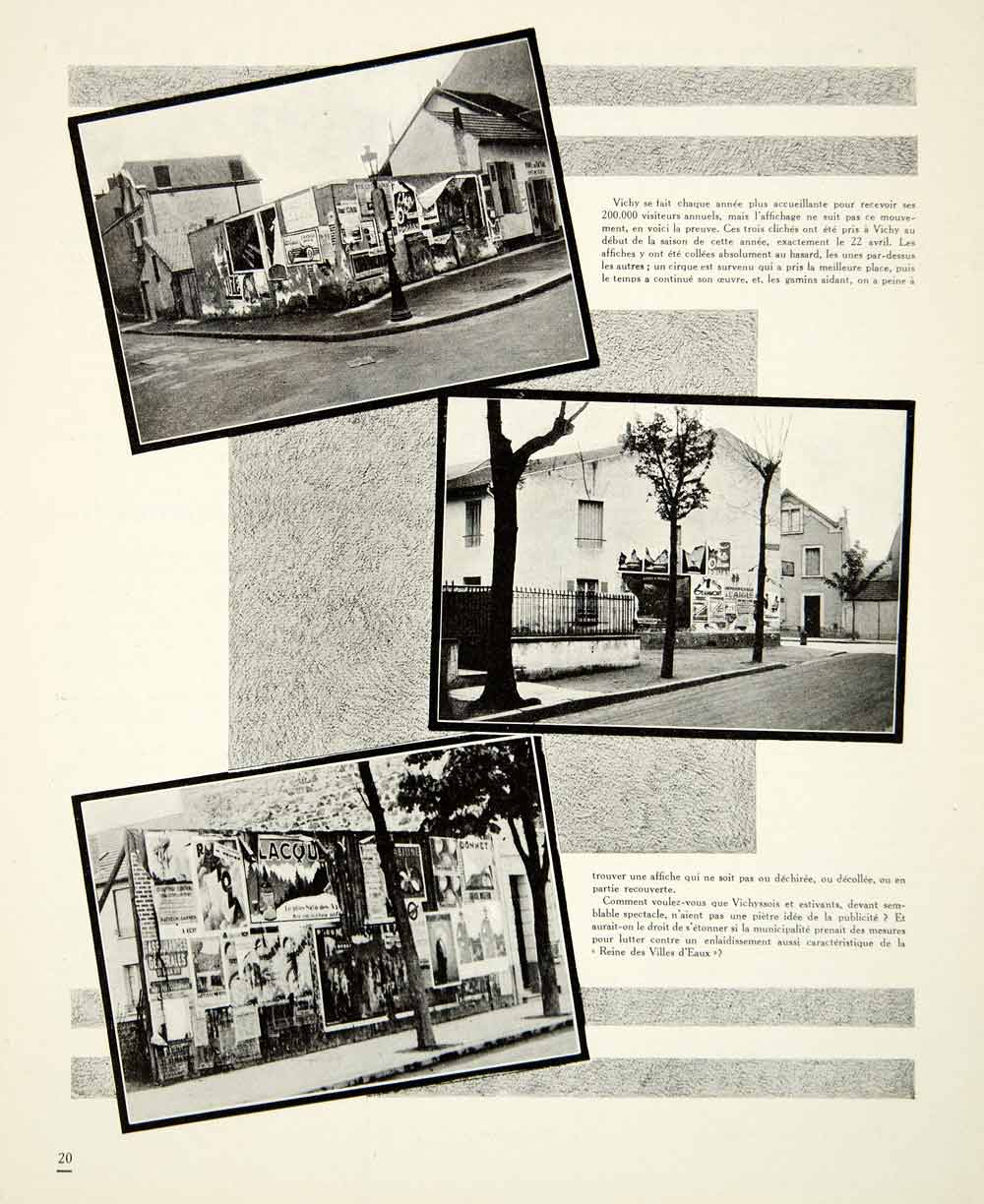 1930 Print Vichy France Street Corner Scene Adverts View Historical VENA3