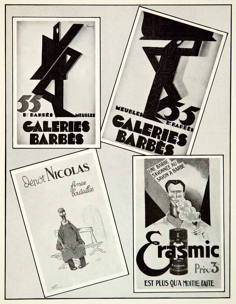 1927 Print Erasmic Depot Nicolas Galeries Barbes Shaving Cream Advert VENA3