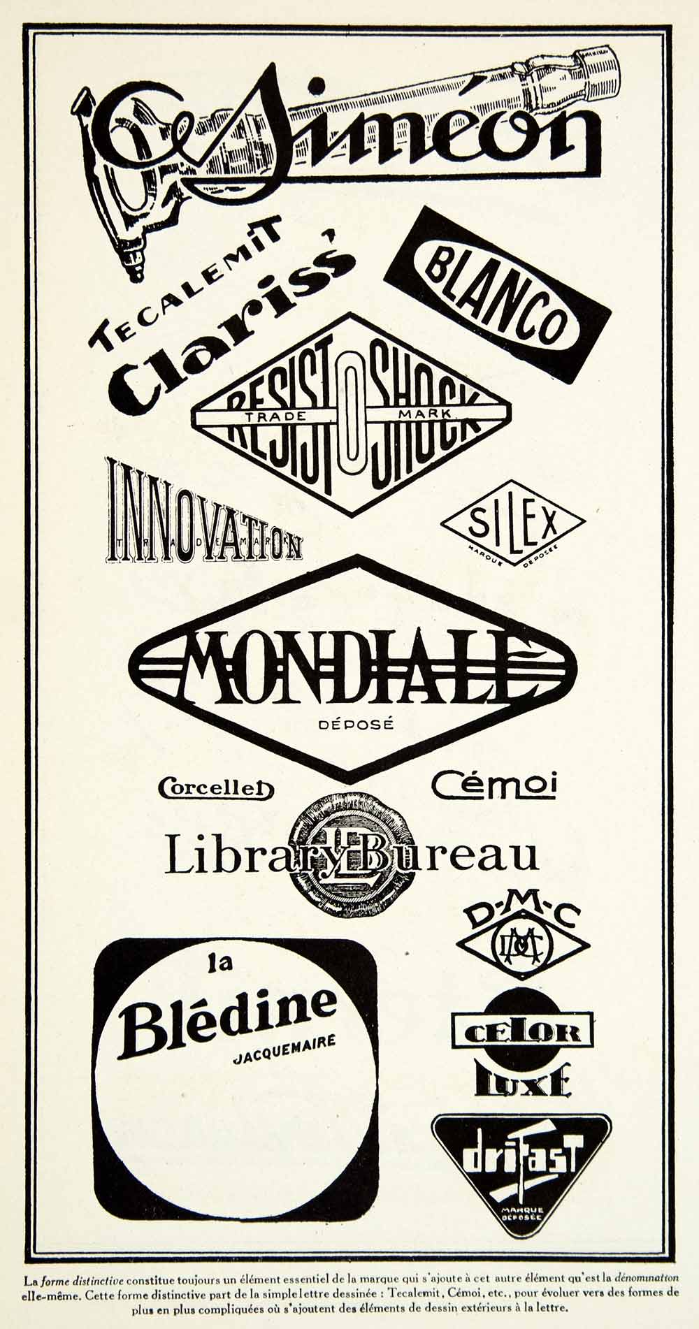 1927 Print Blanco Bledine Cemoi Corcellen Drifast Logo Brand Design Silex VENA3