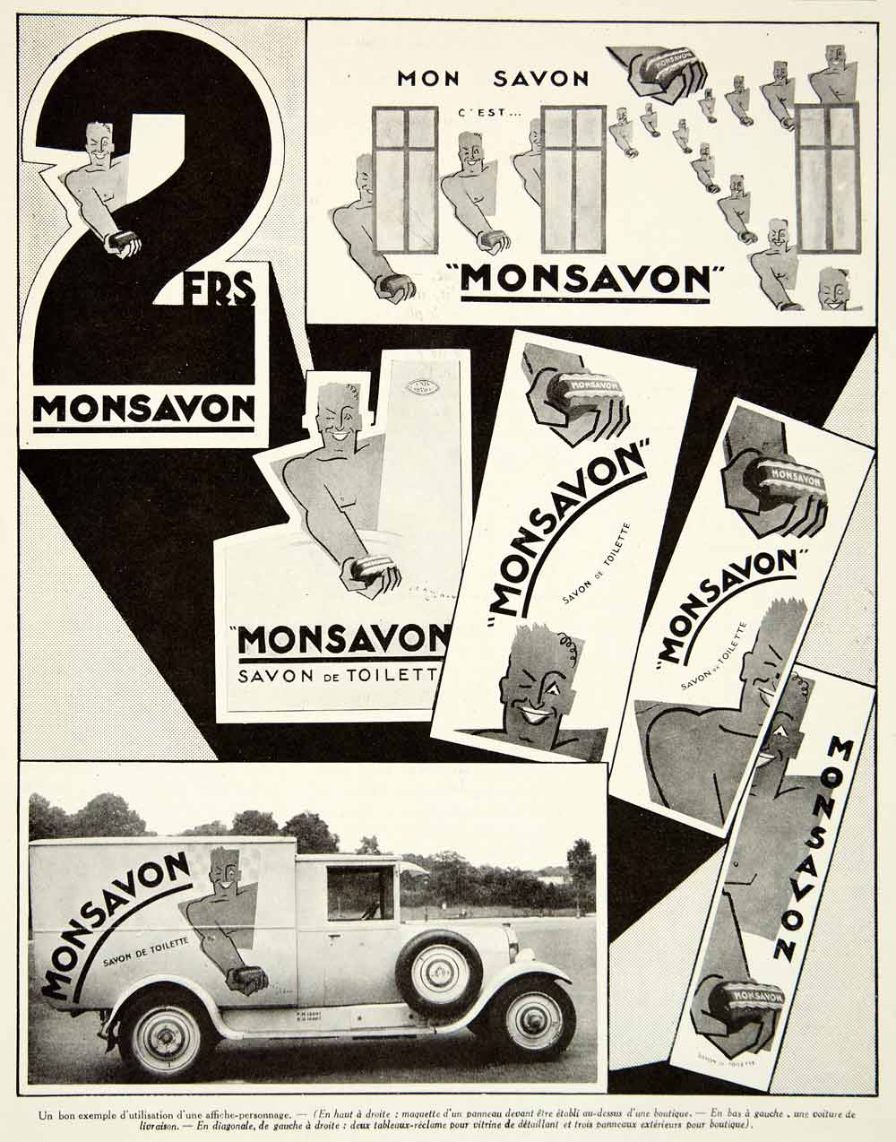 1927 Print MonSavon Soap Mascot Figure French Advertising Hygiene Man VENA3