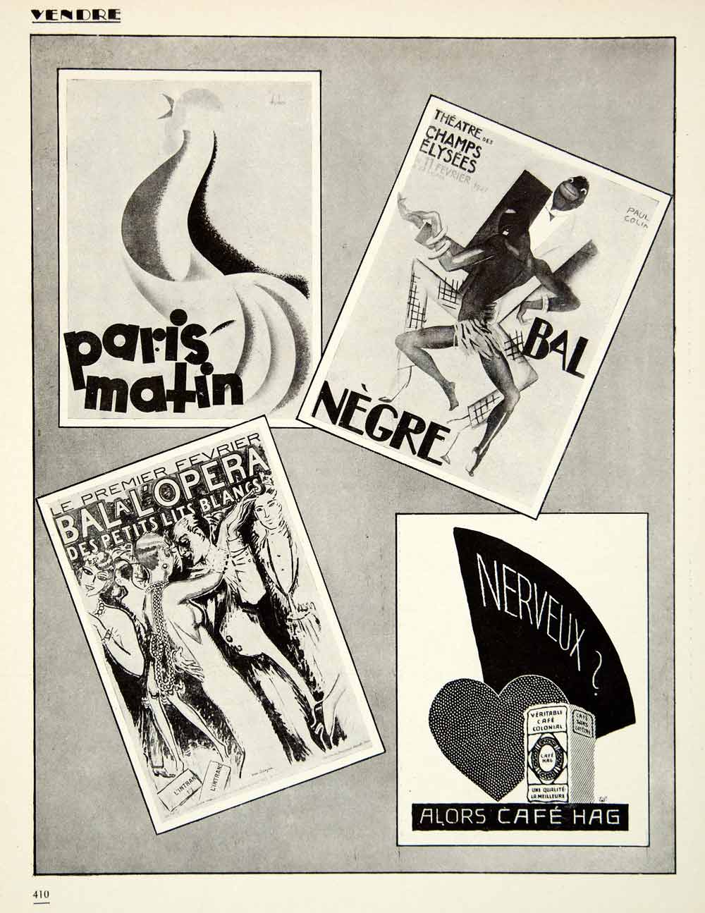1927 Print Paris-Matin Bal Negre Cafe Hag Ball Opera French Advertising VENA3