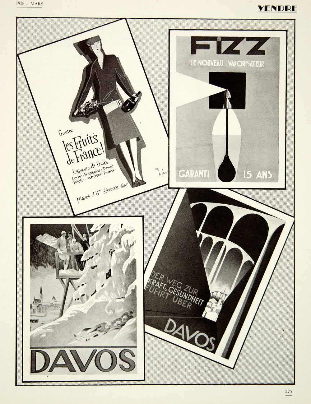 1928 Print Fizz Davos Flapper Fruit Liqueur Perfume Advertising Viaduct VENA3
