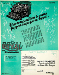 1930 Lithograph Advert Royal Typewriters 28 Place Saint-Georges Paris VENA3