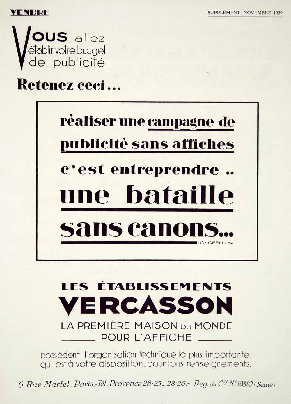 1929 Ad Vercasson Ideal-Decolorant French Advertising Agency 6 Rue Martel VENA3