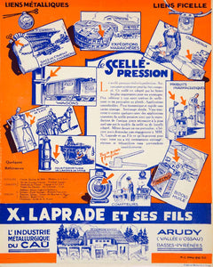 1927 Lithograph Ad X. Laprade Fils Scelle-Pression Pressure Sealing French VENA3