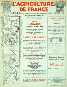 1928 Ad L'Agriculture France 61 Rue Lafayette Newspaper Pezet French VENA3