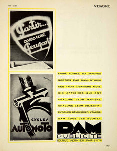 1930 Ad DAM Advertising Agency Peugot Automoto 20 Rue Vernier Paris VENA3