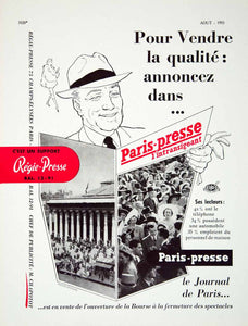 1955 Lithograph Ad Paris Presse l'Intransigeant French Daily Newspaper VENA4