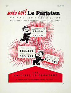 1955 Lithograph French Ad Le Parisien Libere Paris Daily Newspaper Vintage VENA4