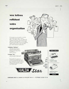 1955 Lithograph French Ad Halda Star Typewriter Swedish Typing Machine VENA4