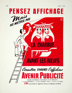 1955 Lithograph Ad Avenir Publicite French Advertising Agency Rene Ravo VENA4