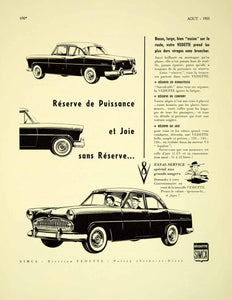 1955 Lithograph Vintage French Ad Simca Vedette V8 Car Sedan Automobile VENA4