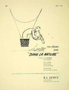 1955 Lithograph Ad R L Dupuy French Advertising Agency Hot Air Balloon VENA4