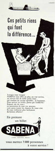 1955 Lithograph Ad French Sabena Airlines Stewardess Belgium Airline Plane VENA4