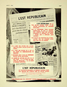 1955 Ad Vintage L'Est RŽpublicain French Newspaper Circulation Figures VENA4