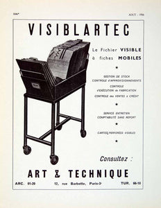 1956 Ad French Visiblartec Visible File Filing System Business Office VENA5