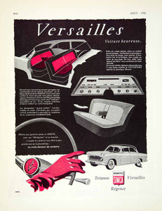 1956 Ad Vintage Simca Vedette Versailles French Car Automobile Interior VENA5