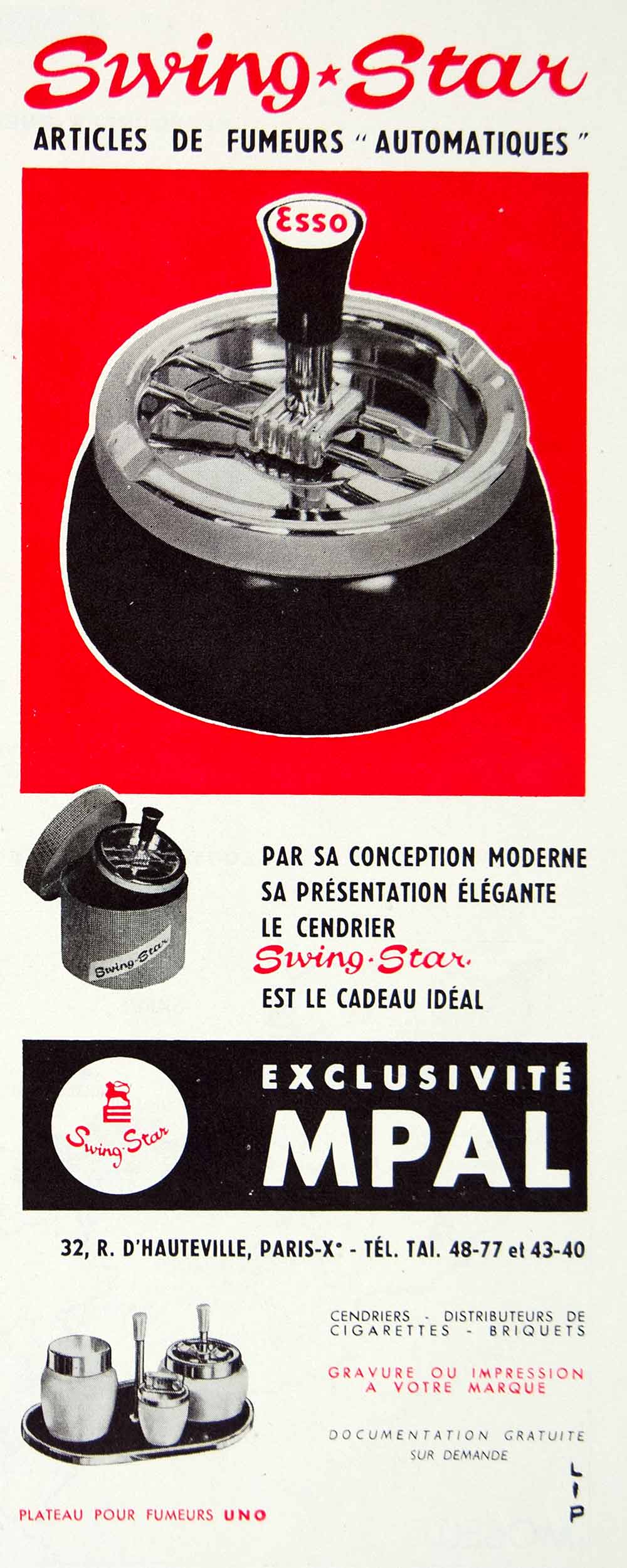 1956 Vintage French Ad Swing Star Ashtray Cendrier Cigarette Smoking MPAL VENA5
