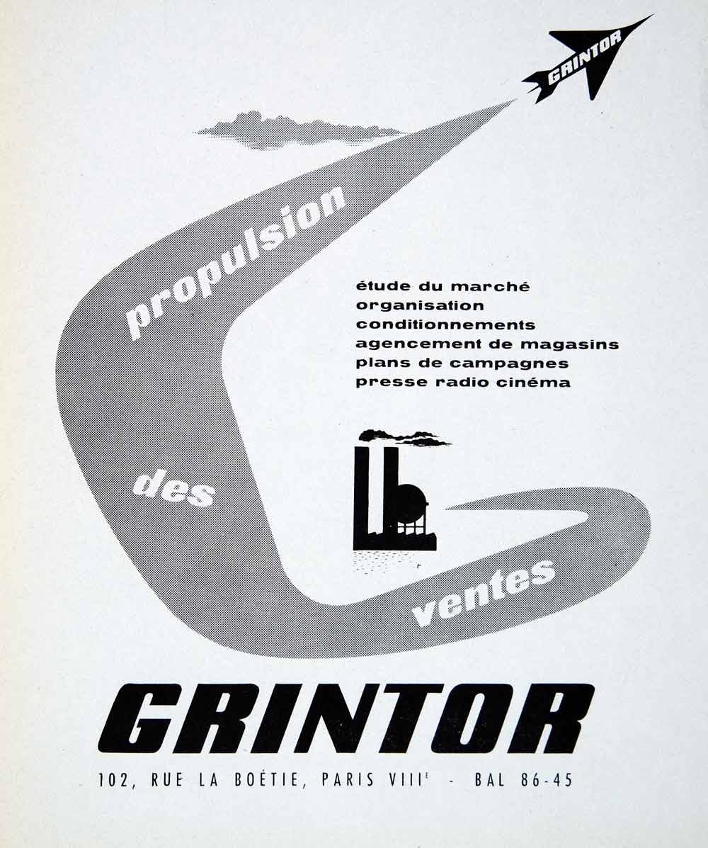 1957 Ad Grintor French Advertisement Rue la Boetie Paris France VENA6