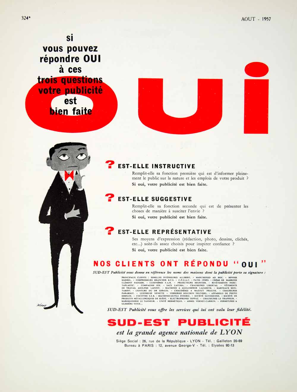1957 Ad Sud-Est Publicite French Advertising Lyon France rue de la VENA6