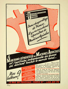 1957 Ad French Advertisement Le Marchand-Reparateur de Machines Agricoles VENA6