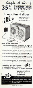 1957 Ad French Advertisement G. B. G. Departement Electronique Machine VENA6