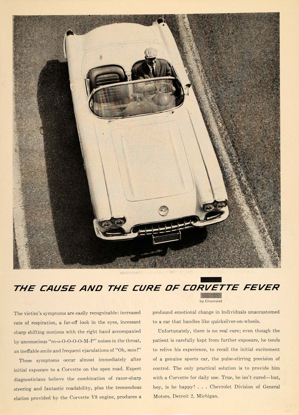 1959 Ad Chevy Corvette V8 C1 Sports Car Convertible Gentleman Highway VET1