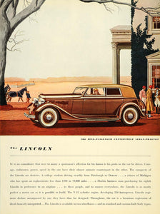 1934 Ad Lincoln Convertible Sedan Phaeton Car Passenger - ORIGINAL VF1