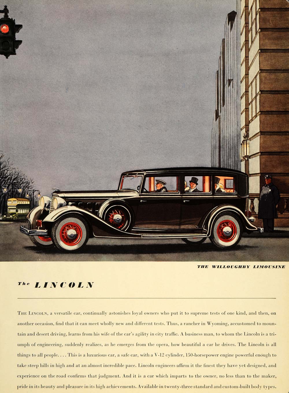 1934 Ad Lincoln Car Willoughby Limousine Luxury Ford - ORIGINAL ADVERTISING VF1