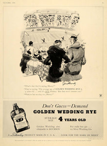 1934 Ad Golden Wedding Rye Schenley Whiskey Liquor Aged - ORIGINAL VF1