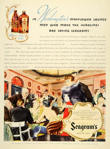 1934 Ad Seagram's Whiskey Canadian Mayflower Lounge VO - ORIGINAL VF1