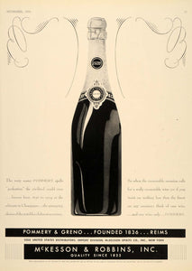 1934 Ad Pommery Greno Champagne McKesson Robbins French - ORIGINAL VF1