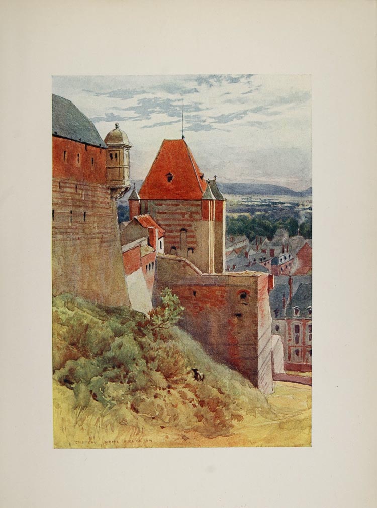 1905 Print Castle Chateau Dieppe France Architecture - ORIGINAL VN1