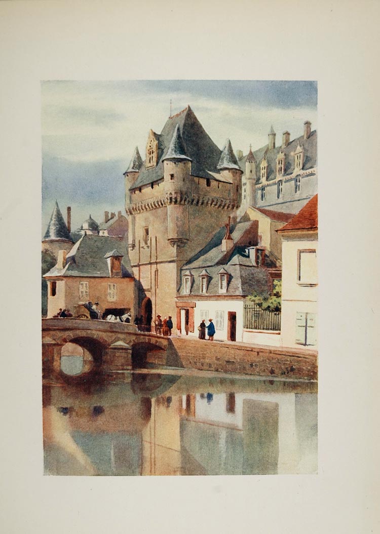 1905 Print City Gate Bridge Indre River Loches France - ORIGINAL VN1