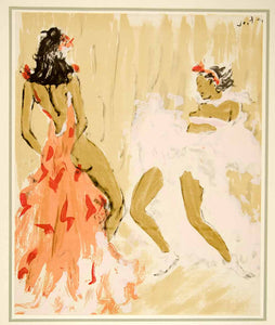 1941 Hand-Colored Lithograph Vertes Art Black Americana Nude Showgirls Bumps