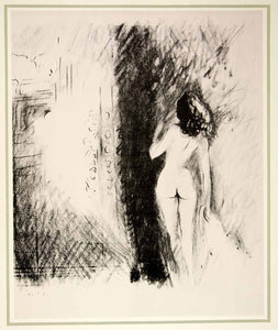 1941 Lithograph Marcel Vertes Art Nude Naked Brooklyn Stripper Portrait Risque