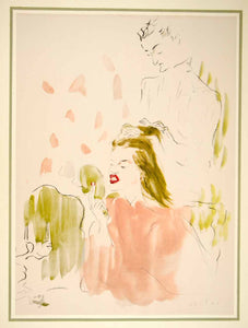 1941 Hand-Colored Lithograph Marcel Vertes Art Woman Lips Vanity Hairdresser