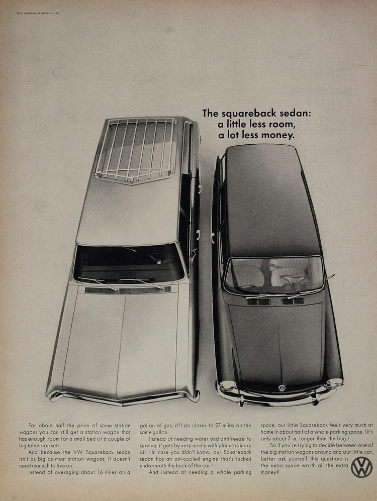 ORIGINAL 1967 Volkswagen VW Squareback Sedan Ad - ORIGINAL