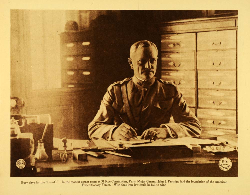 1920 Rotogravure WWI General John Pershing Wartime American Expeditionary WAR1