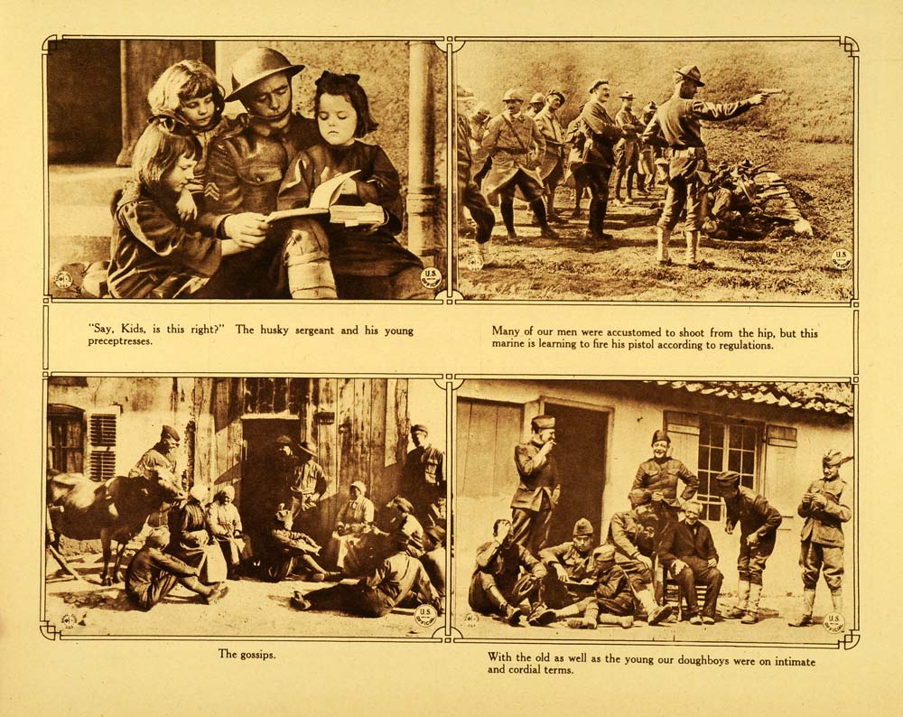 1920 Rotogravure WWI Marines Pistol Training Doughboys Army Military WAR1
