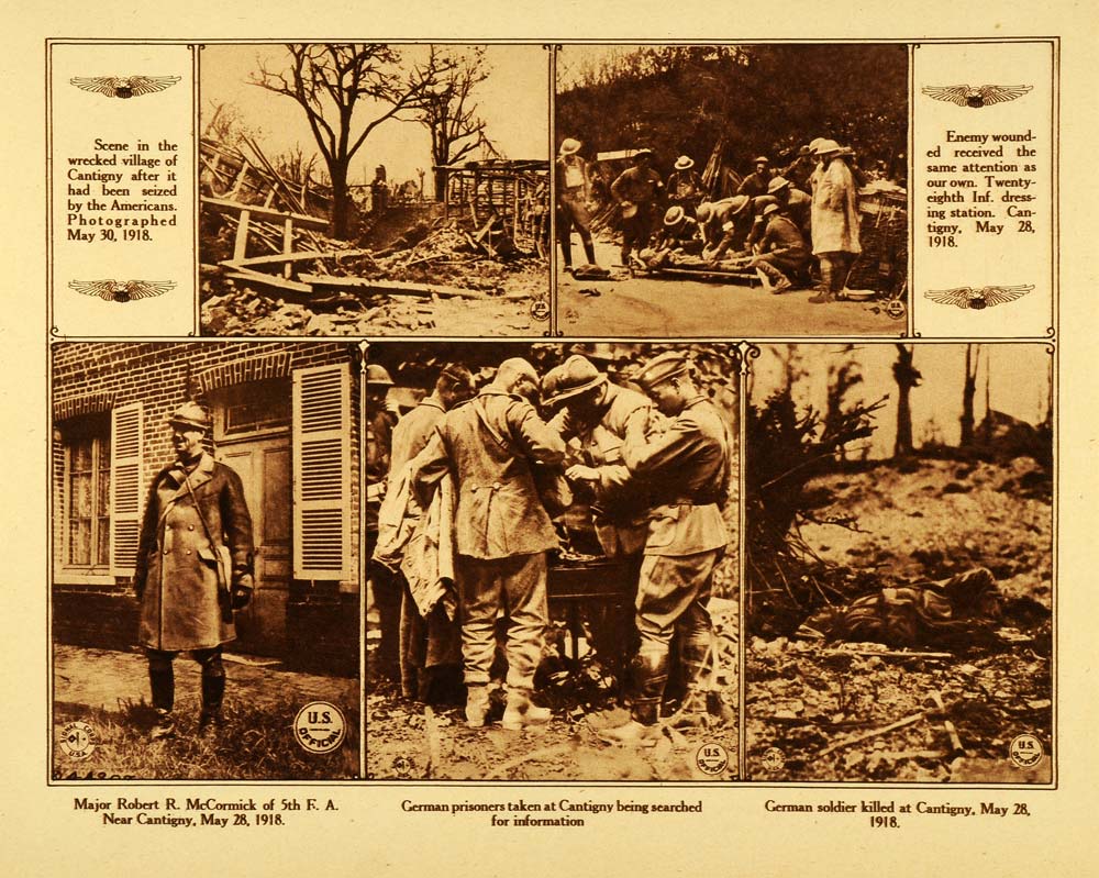 1920 Rotogravure WWI Cantigny Battle Wounded Soldiers Military Prisoners WAR1