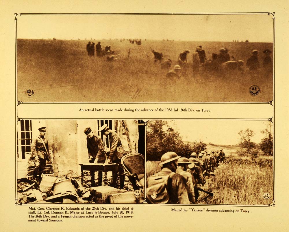 1920 Rotogravure WWI Torcy 103rd Infantry 26th Division Battlefield Site WAR1