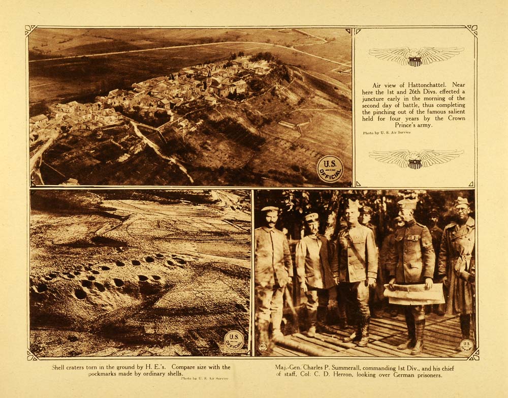 1920 Rotogravure WWI Hattonchattel Aerial View Shell Craters Military WAR1