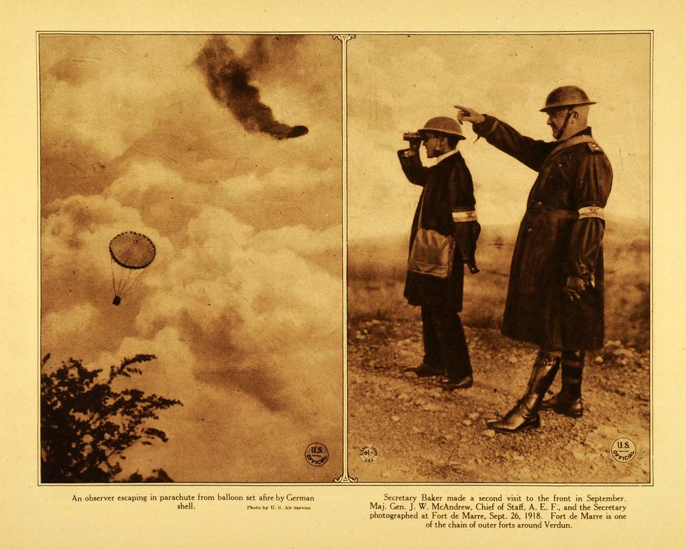 1920 Rotogravure WWI German Shell Fire Observation Dirigible Balloon WAR1