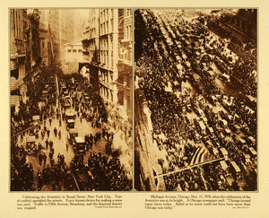 1920 Rotogravure WWI Armistice Peace Treaty Street Celebration Chicago New WAR1
